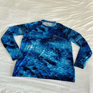 World Wide Sportsman Blue Crew Neck Long Sleeve Performance Fishing Shirt